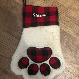Stormi Plaid Paw Print Christmas Stocking